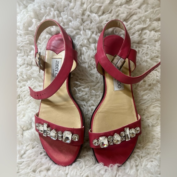Jimmy Choo City Sandal Flat With Jewelry ONPA/028 Power Pink Size 6.5 - Picture 2 of 5